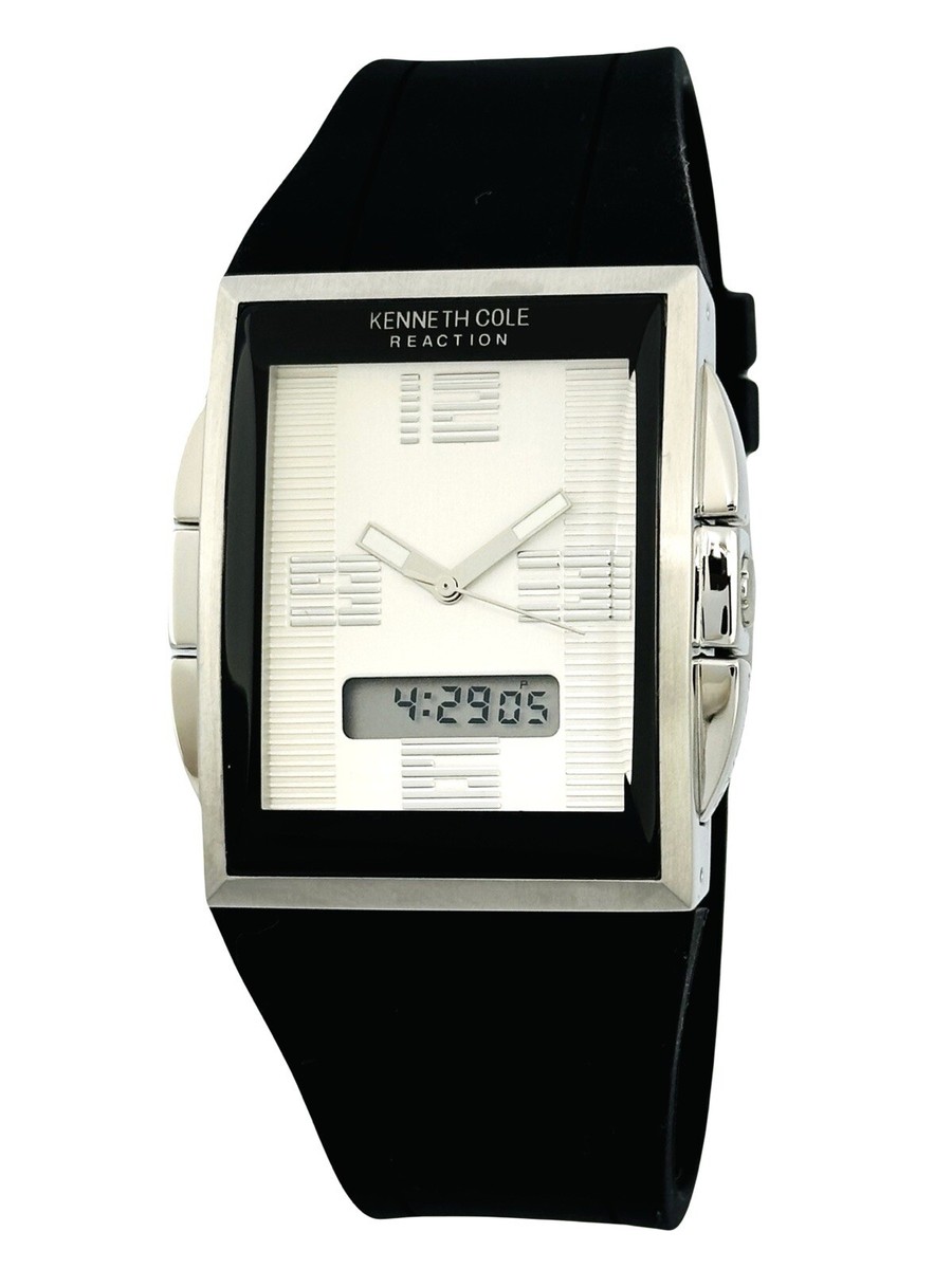 Kenneth Cole KC1375 Rectangle Dual Time Analog & Digital Silicon