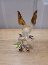 Handblown Glass Bunny Rabbit Carrot Figurine Gold Accent Miniature Animal Decor