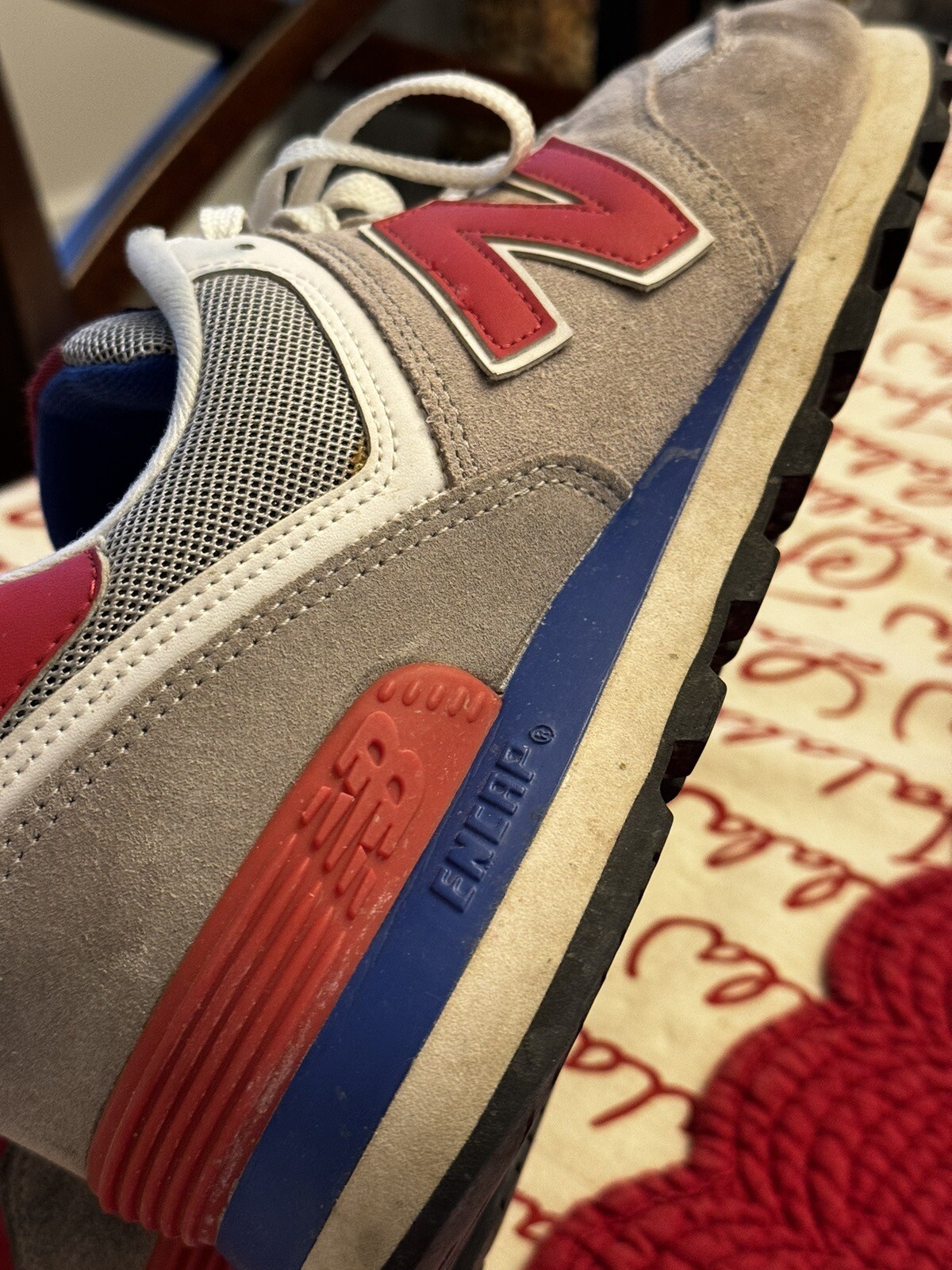 Classic New Balance 574 Gray / Red / Blue ML574MOX Men’s Size 12 eBay
