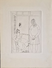 Raoul DUFY Acquaforte, foglio cm 38x25 (parte incisa cm. 19,5x14,5) "Due figure"