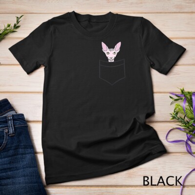 Funny Sphynx Cat In The Pocket Cute Baby Sphynx Cat T-Shirt Unisex T-shirt