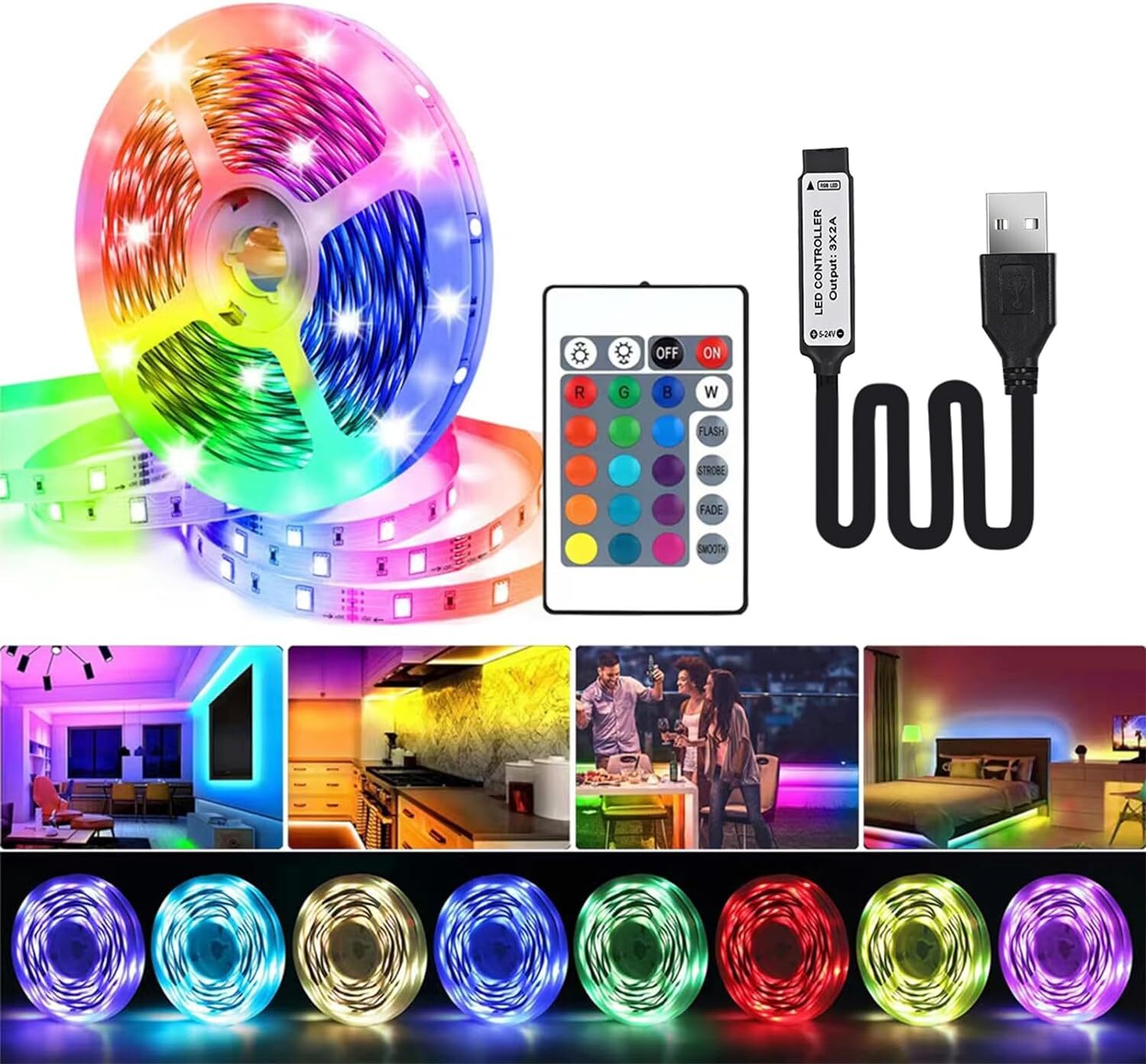 13.12ft USB-Powered RGB LED Strip Lights for TV Backlighting-image