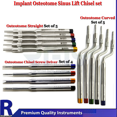 Dental Osteotome Chisel Implant Set Bone Grafting Splitting Osteotome STR & CUR