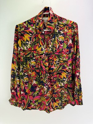 Jaclyn Smith Collection Womens Flower Print Shirt Blouse Size M