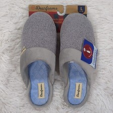 Women's Dearfoams Samantha Chenille Closed Toe Scuff Slippers Grey Sz Large 9-10