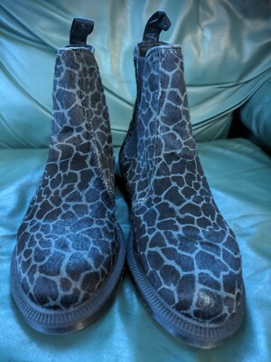 Martens Flora Hair On Chelsea Ankle Boot Women's Sz Black