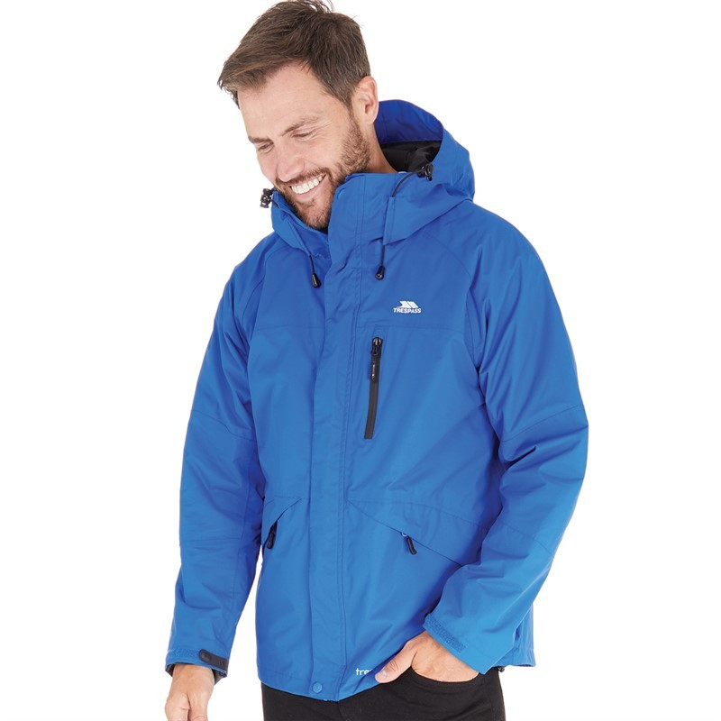 Trespass Mens Coat Hooded Waterproof Shell Jacket Blue Medium RRP - Main Image