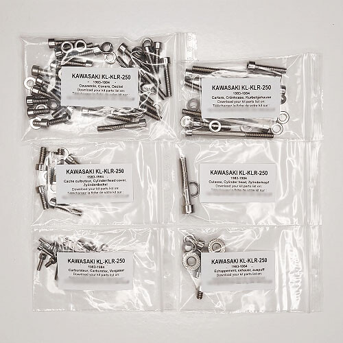 Kit vis pour carter moteur Kawasaki KLR 250 réfection complète
