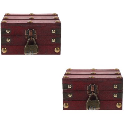  Set of 2 Vintage Aufbewahrungsbox Schatzkiste Mit Schloss Retro-Schatztruhe