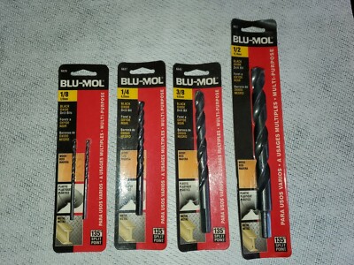 Lot De Forets Oxyde Noir HSS Blu-Mol - 1/2, 3/8, 1/4 Et 1/8 Pouce