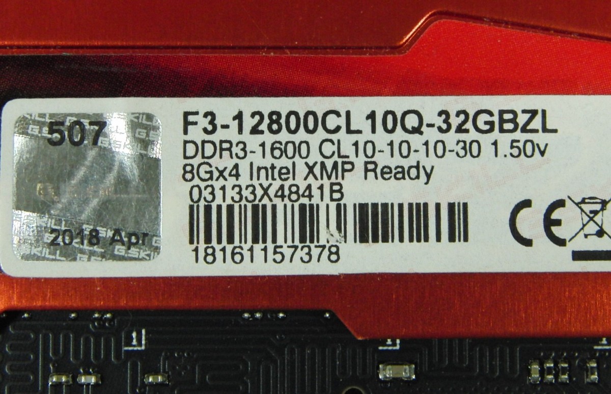 G-RAP【SD3】Ustijuf G Skill Ripjaws Z F3-12800CL10Q-32GBZL DDR3 PC3-12800u LOT (4) x
