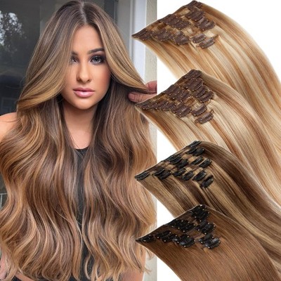 CLEARANCE Clip in 100% Remy Human Hair Extensions Full Head Dirty Ombre Balayage