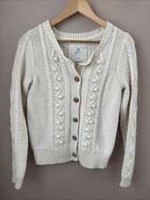 Aerie Women s L Cream Knit Cardigan Puff Ball Textured Sweater
