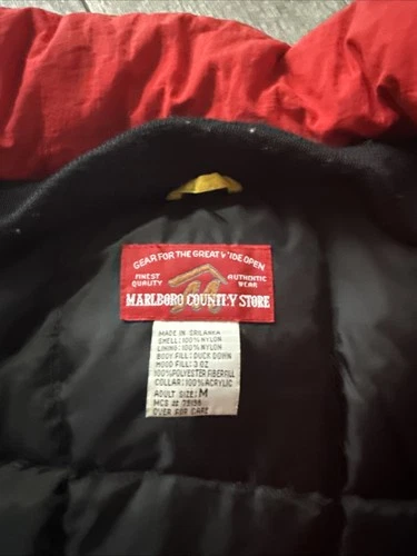 Marlboro Country Store Red Down Jacket Size XL Vintage Puffer Winter Coat image 3