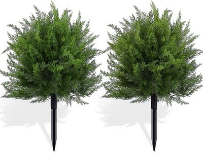 Artificial Topiary Bushes for Outdoors with Spike, Cedar Topiary Ball Trees