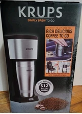 NIB KRUPS Simply Brew To-Go Single Serve Drip Coffee Maker with Travel Tumbler 
