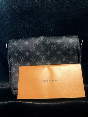 Louis Vuitton Monogram Eclipse Black/Gray Men s Medium Crossbody Zip, Adj Strap