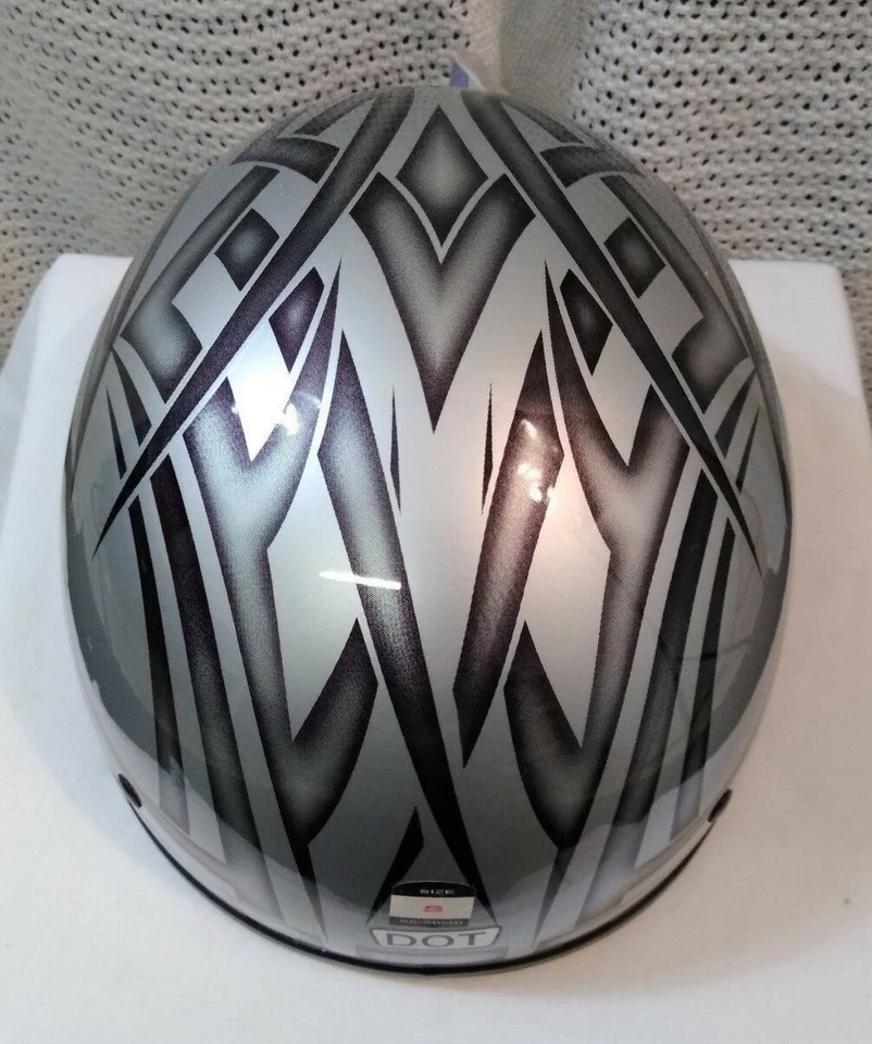 NUEVO THH Gorro Casco T-69 / Aprobado por DOT / Plateado con Negro Tribal / Talla: S Foto 4 de 4