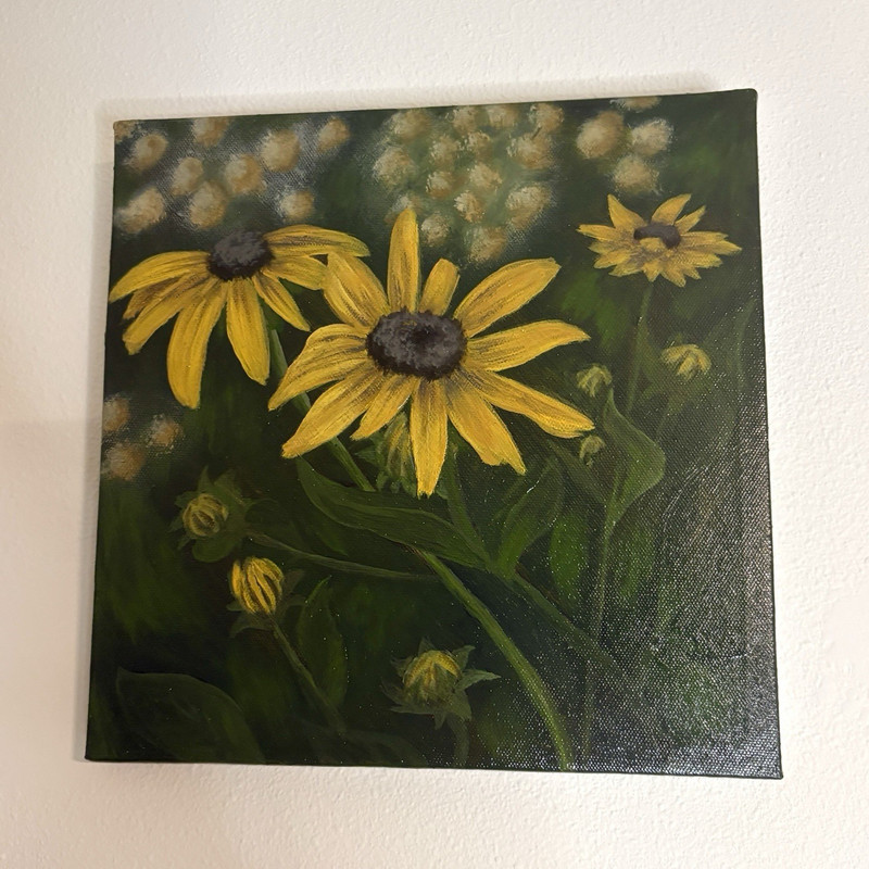 Original Signed Black Eyed Susans Canvas Painting