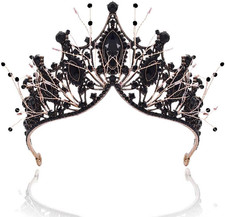 Baroque Black Crown Rhinestone Queen Crowns Wedding Bridal A-Black