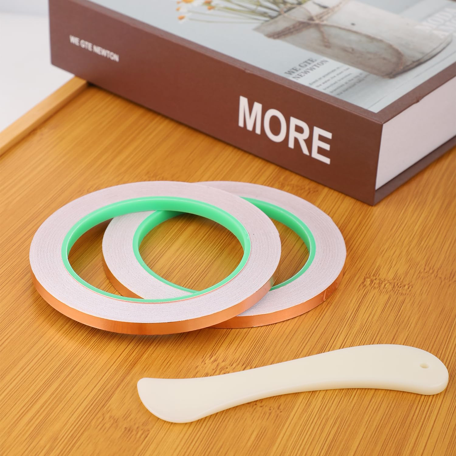 Copper Foil Tape, Wide Adhesive, for Stained Glass, Double-Sided. Conductive