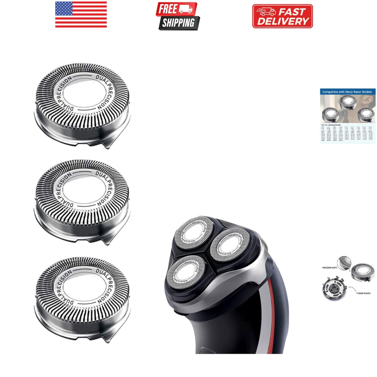 Replacement Heads Compatible with Philips Electric Shavers, 