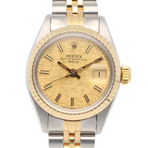 Rolex Date 6917 Mosaic Dial SS YG Ladies Automatic Watch 25.5mm Vintage