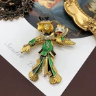Vintage Halloween Scarecrow Brooch Pin Gold Tone Crystal Rhinestone Jewelry Gift