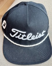 Titleist Tour Breezer Golf Cap Pro V1 Black Tour Regulowany biały warkocz OS Kapelusz