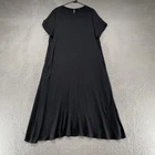 Quince Silk Maxi Dress Womens L Black Short Sleeve Trapeze Swing Minimalist