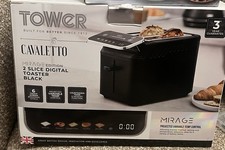 Tower 2 Slice Toaster Black Cavaletto Mirage Digital Toaster Memory Function