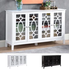HOMCOM Vintage Sideboard Accent Cabinet Kitchen Buffet Storage with Glass Doors