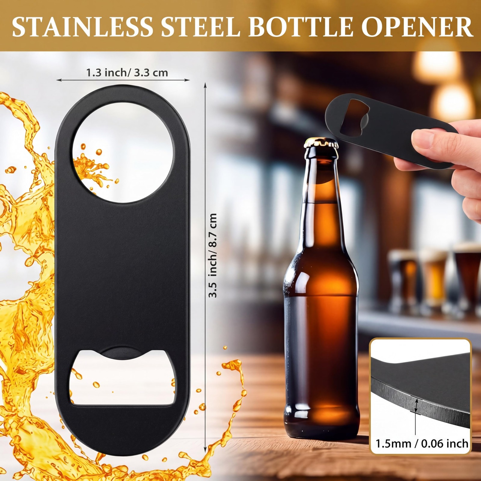 Remerry Bottle Openers Stainless Steel Flat Bottle Opener Bulk 3.4 x 1. ...