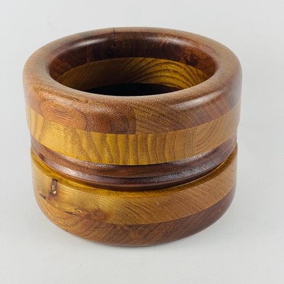 Decorative Handcrafted Two Tone Sturdy Wood Bowl 2008 Paul M. Gerbin 6 1/8 x 4.5