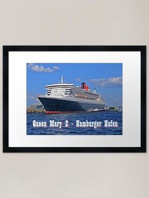Queen Mary 2 Hamburger Hafen Framed Framed Wall Art Poster Canvas Print Picture