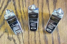 3 NEW CHAMPION SPORTS BRASS METAL REFEREE WHISTLES SILVER COLOR HEAVY DUTY