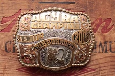 Red Bluff Buckles ACYRA Champion Sen. Ribonroper 2008 Cowboy Trophy Belt Buckle