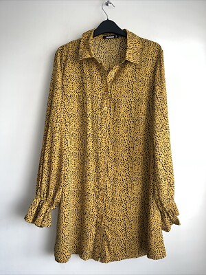 MISSGUIDED MUSTARD BLACK ANIMAL PRINT SPOT LONG