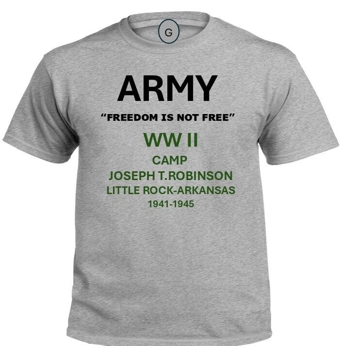 CAMP JOSEPH T.ROBINSON*ARKANSAS* 1941-1945*WW II*PT SHIRT. OFFICIALLY LICENSED