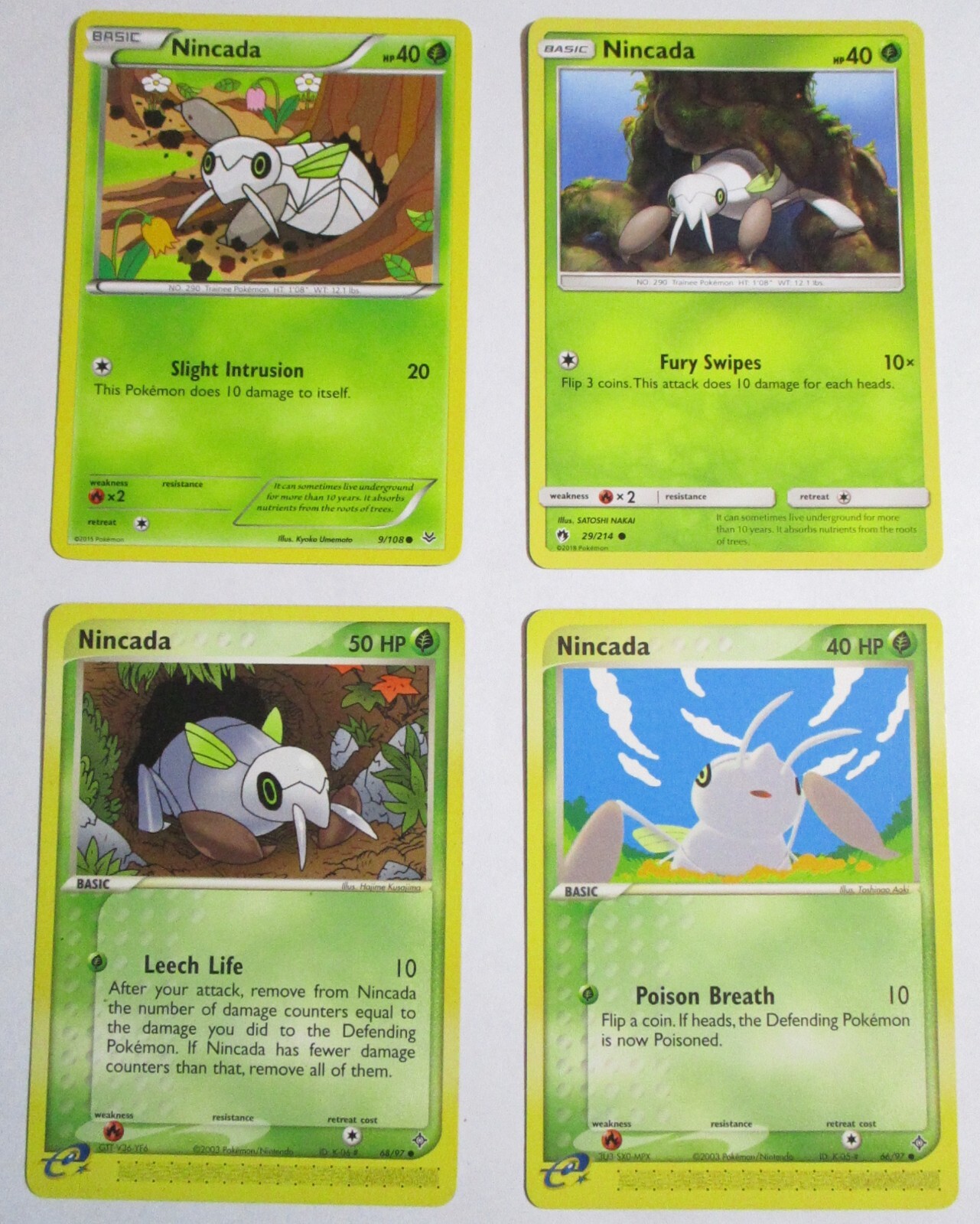 Nincada 4 Pokemon Card Various Sets No Duplicates