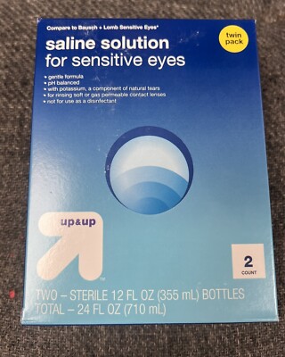 Up & Up Saline Solution Twin Pack for Sensitive Eyes 2 x 12 fl oz Exp 8/2026