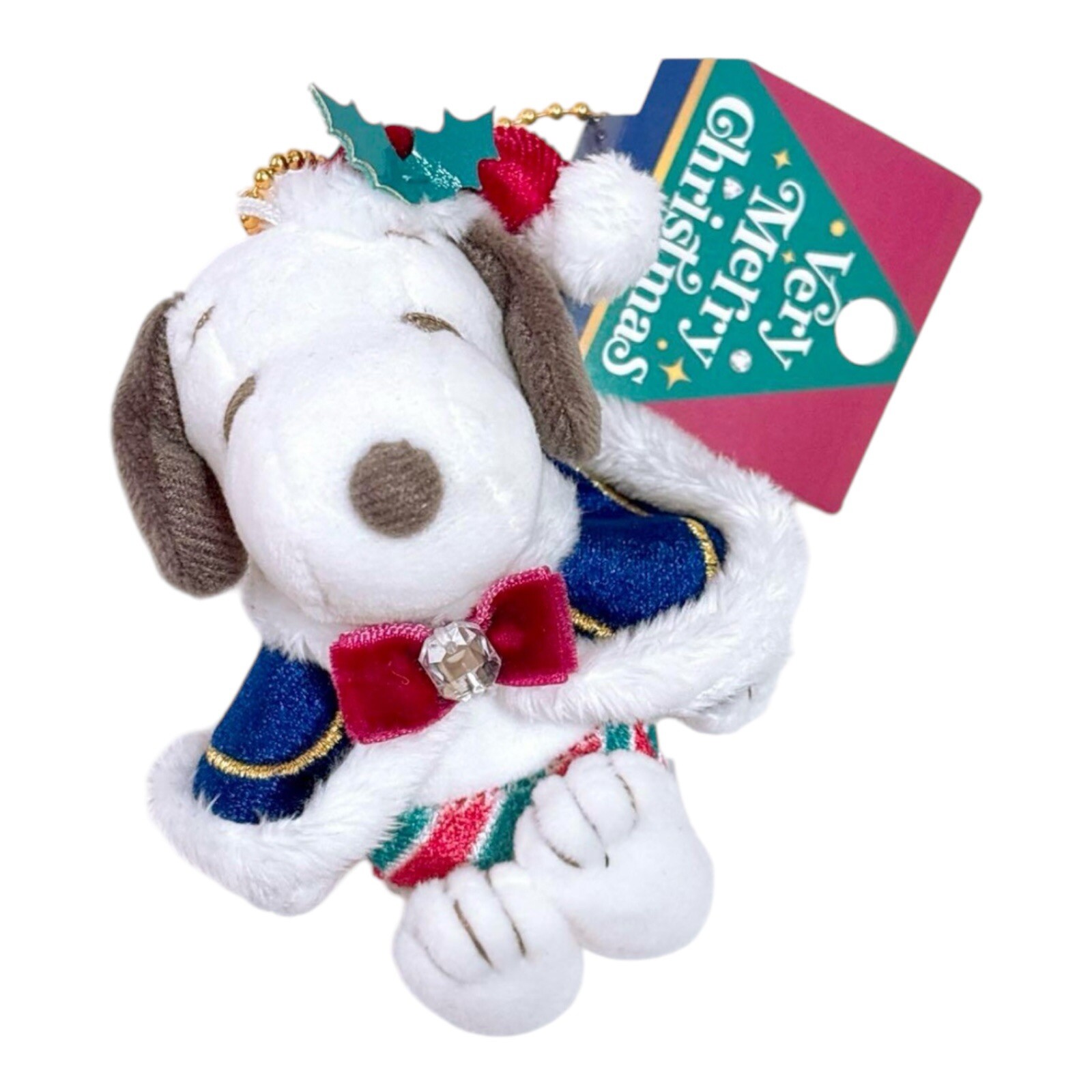 New USJ JAPAN PEANUTS Snoopy Plush Toy Keychain 2024 Very Merry Christmas