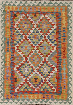 Dual-Sided Kilim Kelim Rugs Flatweave Wool Carpet 4x6 ft