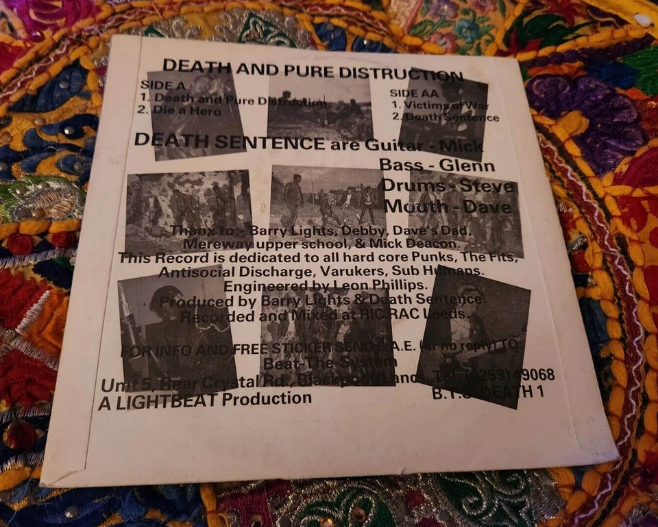DEATH SENTENCE Death and Pure Destruction 1982 Four song  E.P. Rare UK Punk - Image 2 of 2