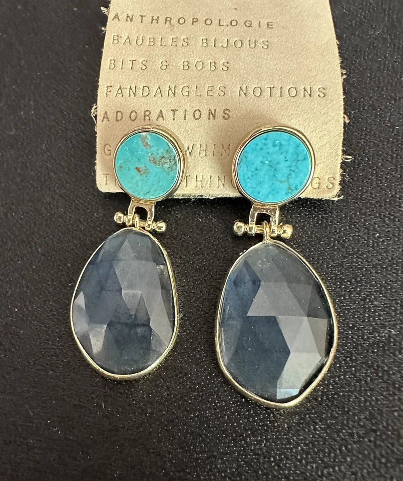 Pendientes de piedra Anthropologie azul/turquesa Foto 3 de 3