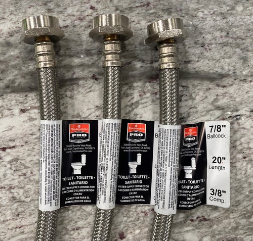 Fluidmaster Pro Series 3/8 in x 7/8 in. Braided SS 20"Toilet Connector - 3 Pack - Picture 5 of 6