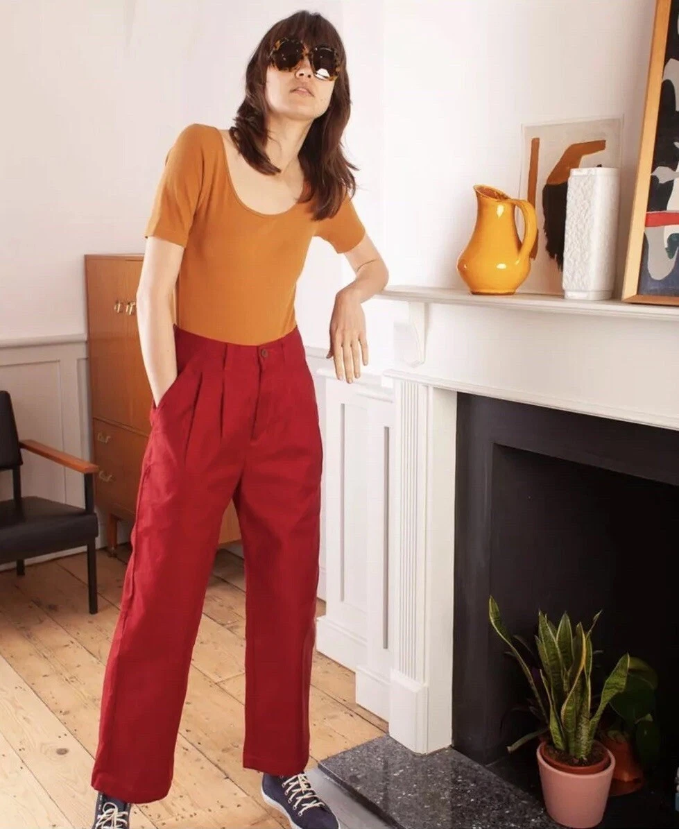 Red slack store pants