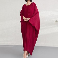 Womens Round Neck Loose Batwing Sleeve Long Robe Grown Oversized Long Dress Size
