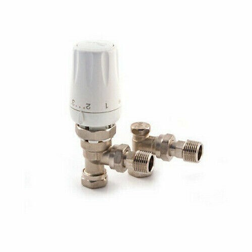 Danfoss TRV 013G7105 Angled Radiator Valve & Lockshield 15mm White BNIB