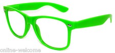 CLASSIC 80s VINTAGE RETRO CLEAR LENS SUNGLASSES SHADES GREEN FRAME GREEN